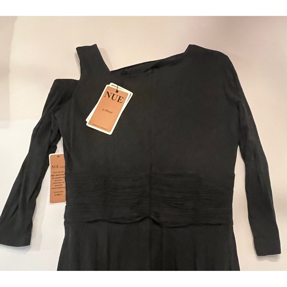 NUE by Shani GRAY A Line 3/4 Sleeve Dress Built-in Body Shaper Dress Sz 10 S293 - Picture 14 of 16